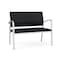 Lesro Newport 2 Seat Tandem Seating Metal Frame No Center Arms, Silver, MD Black Upholstery NP1501 - alternate 1